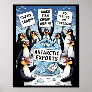 Penguins protest mot trumpetarifferna Funny Pengu Poster