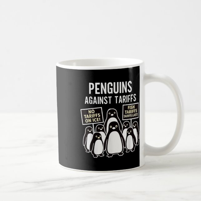 Penguins protesterar mot Tariffs, Funny Penguins T Kaffemugg (Höger)