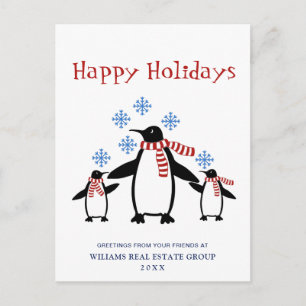 Penguins Red Scarf jul Corporate Hälsning Vykort