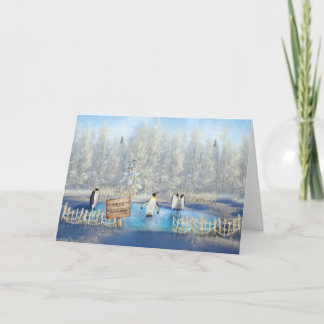 Penguins skridskal julkort helgkort