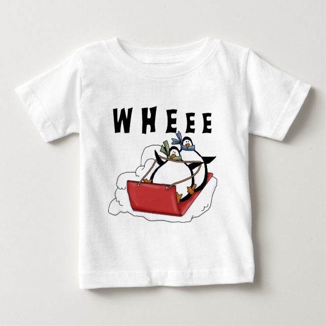 Penguins Sledding Tshirts och presenter (Framsida)