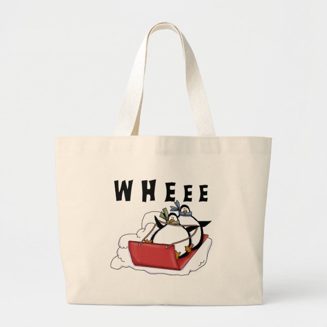 Penguins Sledding Tshirts och presenter Jumbo Tygkasse (Framsidan)