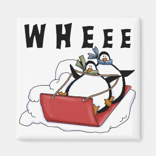 Penguins Sledding Tshirts och presenter Magnet