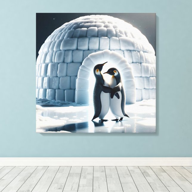 Penguins Slow Dancing by Igloo Canvastryck (Insitu (trägolv))