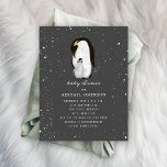 Penguins Snö Mörk Grått Winter Baby Shower Inbjudningar<br><div class="desc">Ett vinterbabyduschtema med en illustration av en penguin från mamma och baby omgiven av snöflingor. Bakgrunden är mörk grått. Anpassa texten med information om tillfälle.</div>