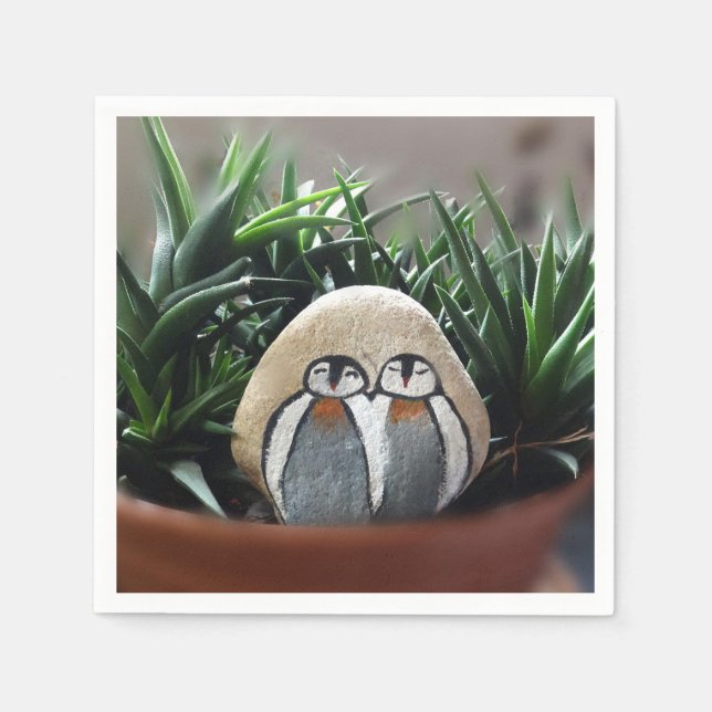 Penguins Teckning Standard Cocktail Papper Napkins Pappersservett (Framsidan)