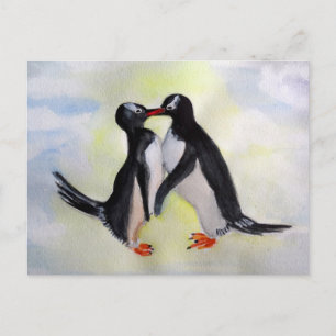 Penguins vattenfärgsvykort vykort