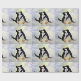 Penguins Watercor Art Matte Wrapping Papper Presentpapper