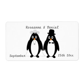 Penguins Wedding Favor-etikett Fraktsedel