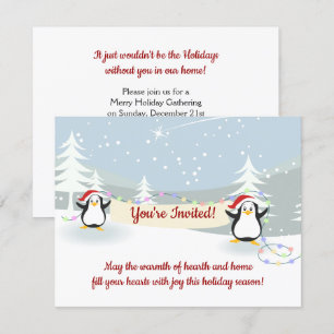 Penguins Winter Scene Helgdag jul Party Inbjudningar