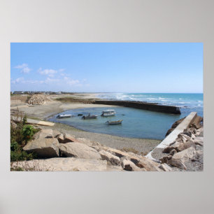 Penhors Harbour and Bay, Bretagne, Frankrike Poster