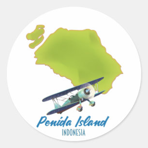Penida karta runt klistermärke
