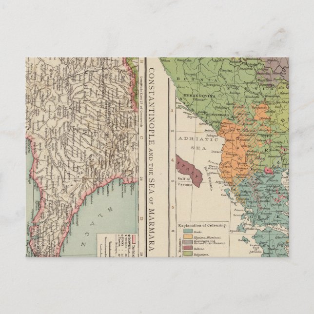 Peninsulan på Balkan, Konstantinopel Vykort (Framsida)