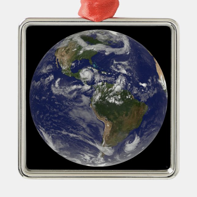 Peninsulan Yucatan för orkanen Dean Approaches Julgransprydnad Metall (Framsidan)