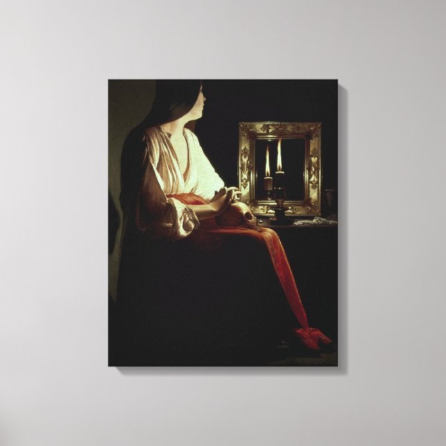 Penitent Magdalen, c.1638-43 (olja på arbetsyta) Canvastryck (Framsida)