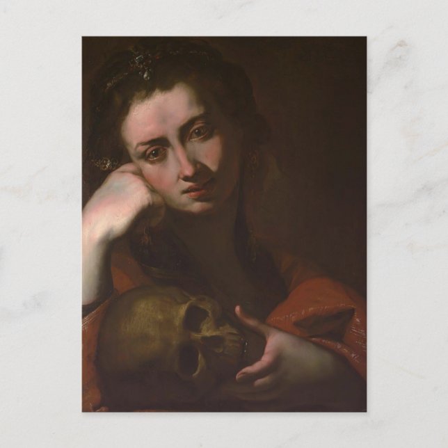 Penitent Magdalen (Vanitas) av Jusepe Ribera Vykort (Framsida)