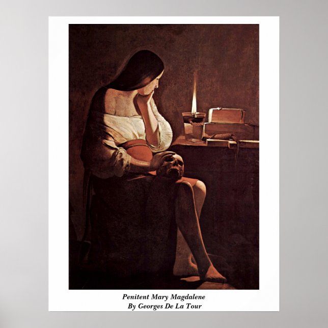Penitent Mary Magdalene av Georges De La Tour Poster (Framsidan)