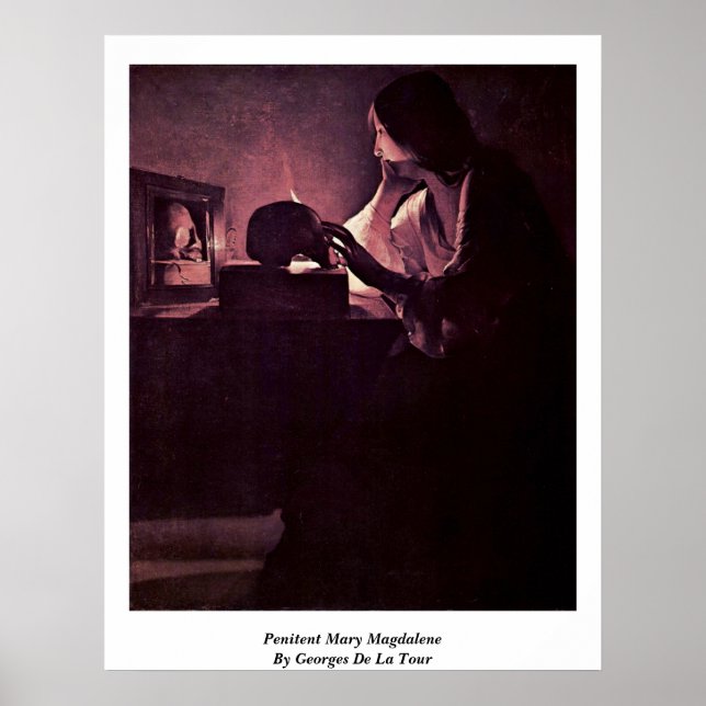 Penitent Mary Magdalene av Georges De La Tour Poster (Framsidan)
