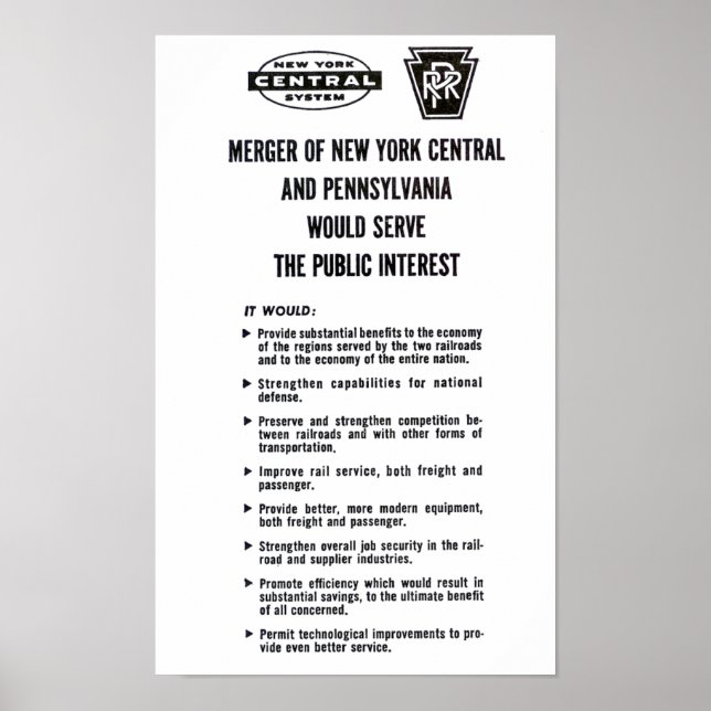 Penn Central Railroad Merger 1968 Poster (Framsidan)