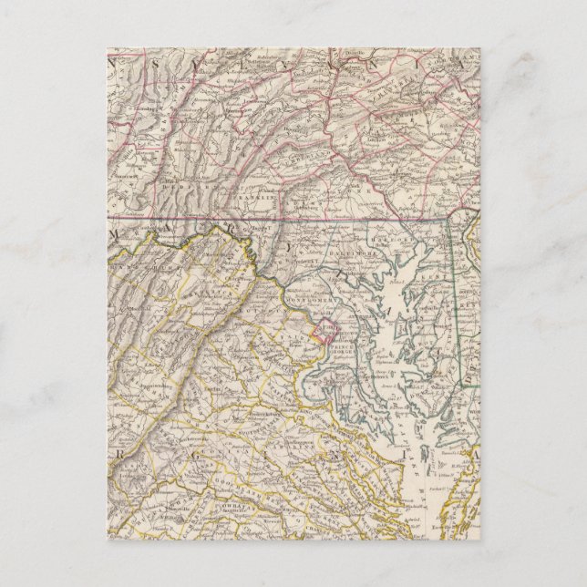 Penn, NJ, Md, Dela, DC, Virginia Vykort (Framsida)