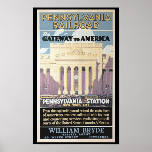 Penn Station,Gateway to America 1929 Poster utskri (Framsidan)