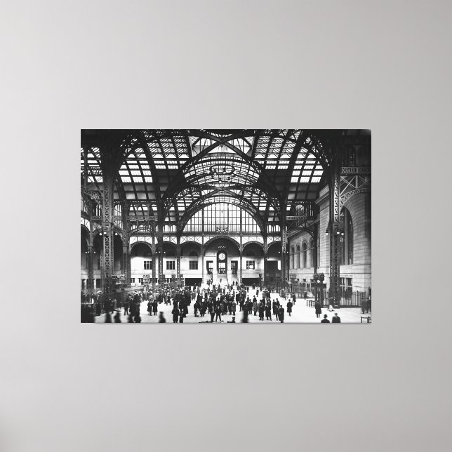 Penn Station New York City 1910 (Black and White) Canvastryck (Framsida)