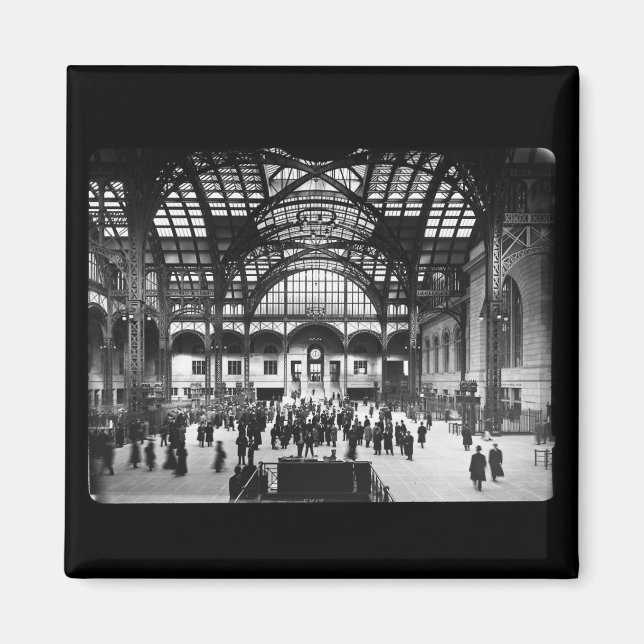 Penn Station NYC 1910 Magic Lantern Slide Magnet (Framsidan)