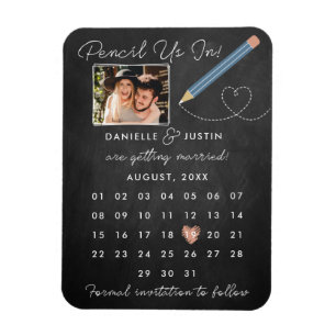 "Penna oss in" Modern kalender Spara datumet Magnet