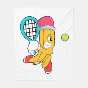 Penna på Tennis med Tennis racket Fleecefilt
