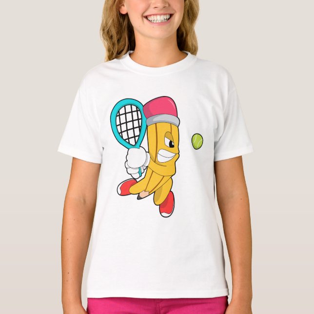Penna på Tennis med Tennis racket T Shirt (Framsida)