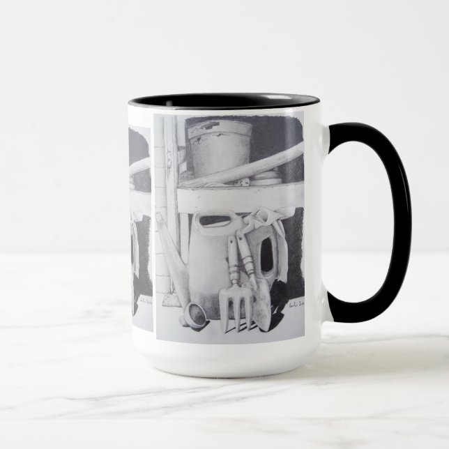 Penna teckning bild i verktyg, trädgårdslivet mugg (Höger)