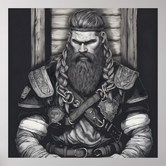 Penna Teckning i Viking Kung Poster