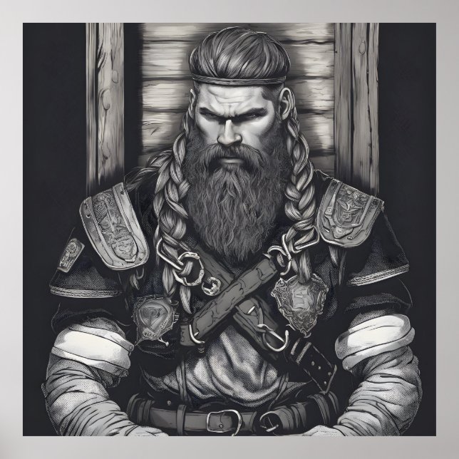 Penna Teckning i Viking Kung Poster (Framsidan)