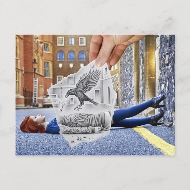 Penna Vs Camera - Kråka Vykort (Framsida)