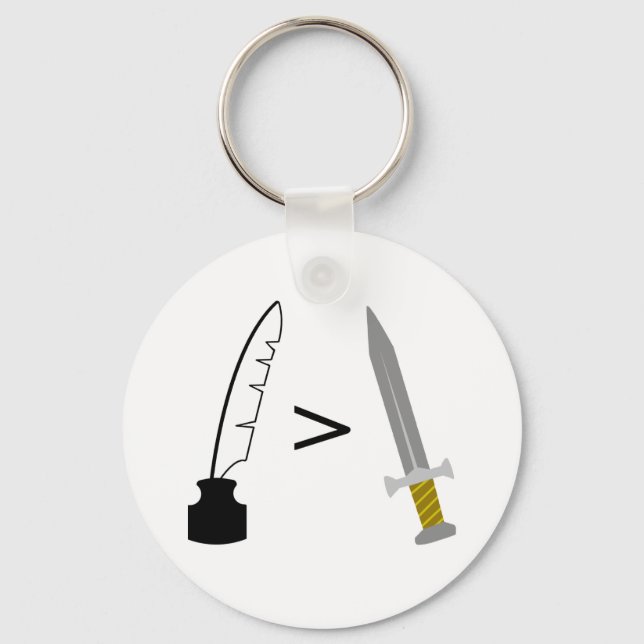 Pennan är kraftigare än Sword Nyckelring (Framsida)