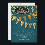 Pennant Banner Confetti 16:e Födelsedagsfesten Inbjudningar<br><div class="desc">Fira din dotter eller barndotter med en Sweet sixteen, 16:e Födelsedagsfesten med glitz och glamor! Slimmad. Modern. Chic. Underskattat glam - med glittrande vimpelbanderoller i två skuggor av glitter med mousserande pepparkonger i olika storlekar och skuggor av guld. Svårstartsstjärnor belyser gnistran. En mycket contemporary typografisk textlayout som är allt annat...</div>