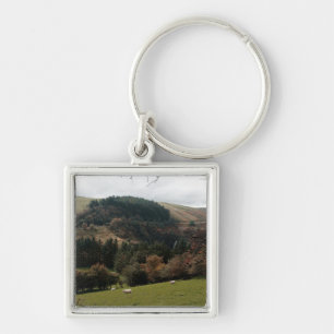 Pennant Valley Wales Fyrkantig Silverfärgad Nyckelring