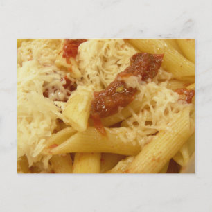 Penne pasta, tomater och ost vykort