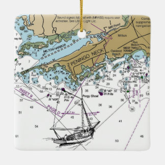 Pennigo Nacke NY Nautical Chart jul Julgransprydnad Keramik
