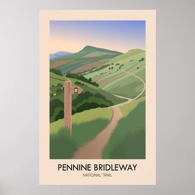 Pennine Bridleway Nationella Stigleden Modern Resa Poster (Framsidan)