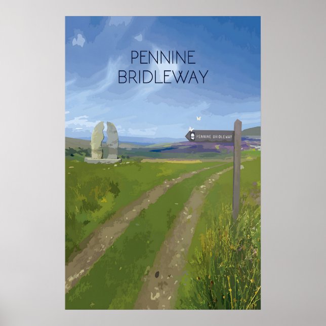 Pennine Bridleway Nationella Stiglederna Reseskylt Poster (Framsidan)