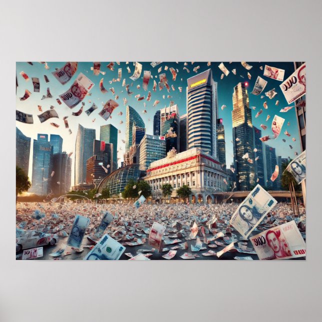 Penningvinster över Singapores finanscentrum Poster (Framsidan)