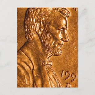 Pennor Cents Koppar Lincoln Vykort