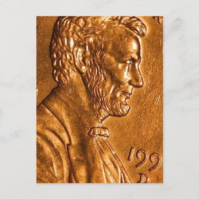 Pennor Cents Koppar Lincoln Vykort (Framsida)