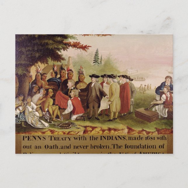 Penns fördrag med indierna 1682, 18.40 vykort (Framsida)