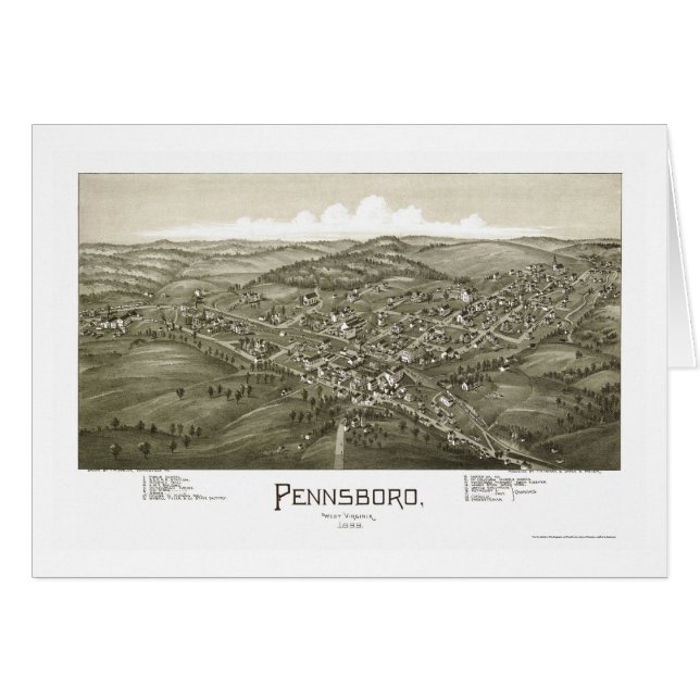 Pennsboro panorama- karta för WV - 1899 Hälsningskort (Framsidan Horizontal)