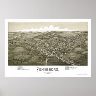 Pennsboro, WV Panoramic Karta - 1899 Poster