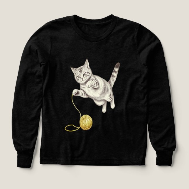 Pennskiss av Tabby katt vid Play T Shirt (Design framsida)