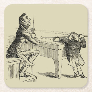 Pennskiss av två Manar som spelar Bassäng Underlägg Papper Kvadrat