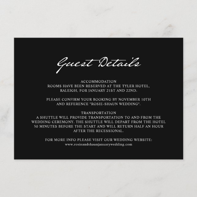 Pennskrift Minimalistisk Svart Bröllopsgäst Inform Tilläggskort (Framsida)